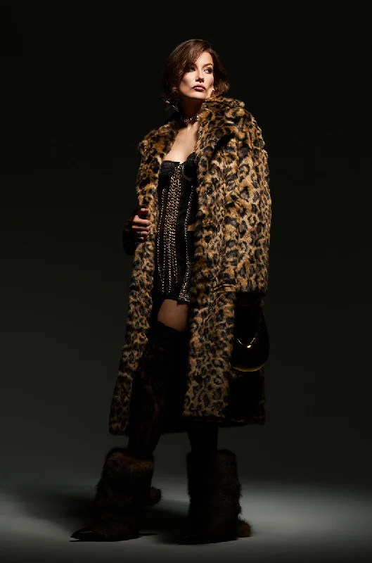 Mega Sale classic jacketCATTY FAUX FUR LEOPARD COAT