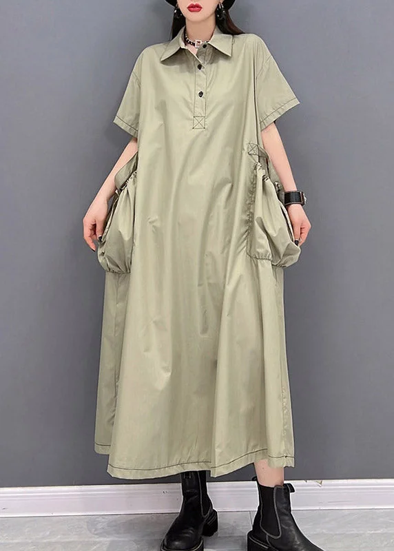 Holiday Sale floral dressStylish Green Peter Pan Collar Button Big Pockets Shirt Dress Short Sleeve Holiday Sale floral dressStylish Green Peter Pan Collar Button Big Pockets Shirt Dress Short Sleeve