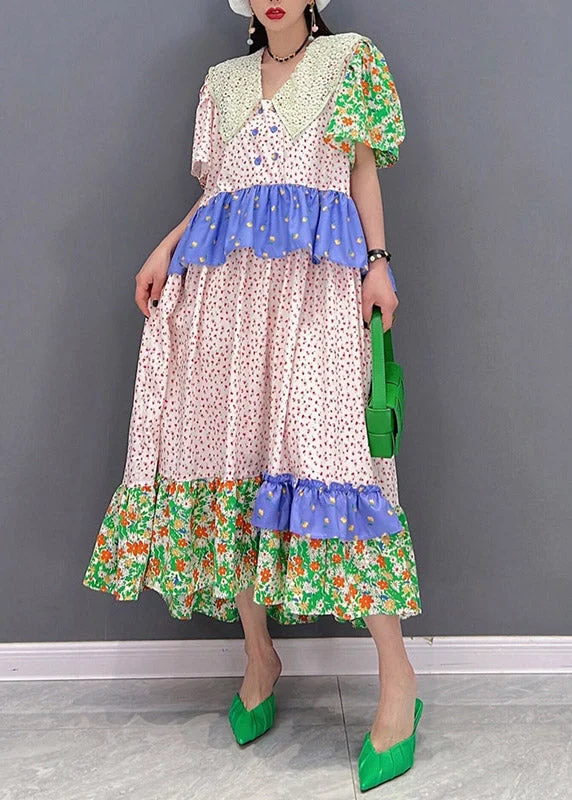 Stock Clearance form-fitting dressCasual Peter Pan Collar Print Button Ruffles Tie Waist Dresses Short Sleeve Stock Clearance form-fitting dressCasual Peter Pan Collar Print Button Ruffles Tie Waist Dresses Short Sleeve