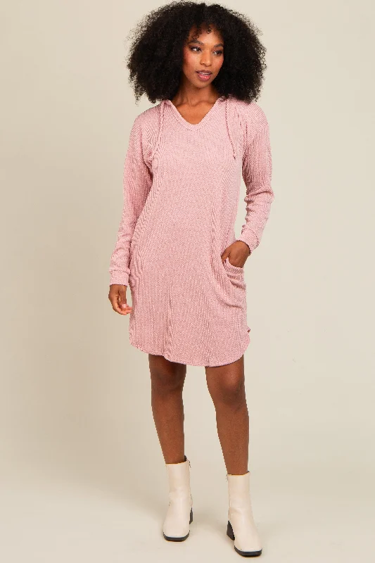 Unmissable Offer high-waisted dressMauve  Ribbed Hoodie Dress