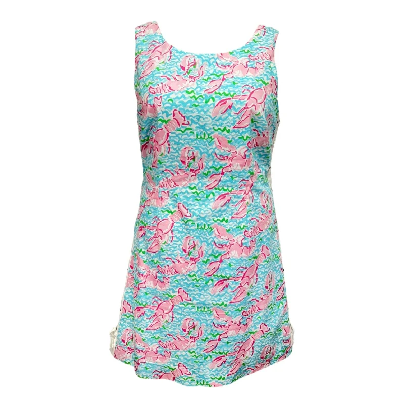 fitted cocktail dressDelia Shift Dress in Lobstah Roll Designer By Lilly Pulitzer In Blue & Pink, Size: 10