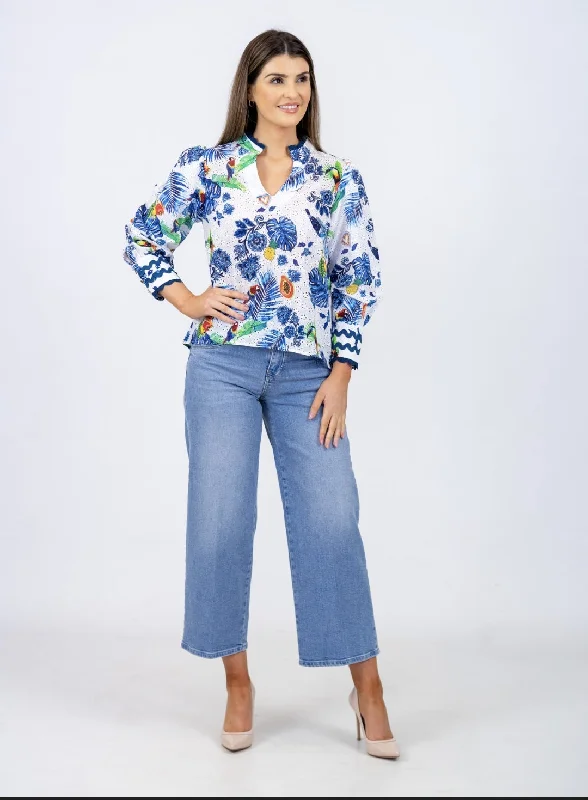 stylish party dressEmily Lovelock White Bird Floral Sweatshirt