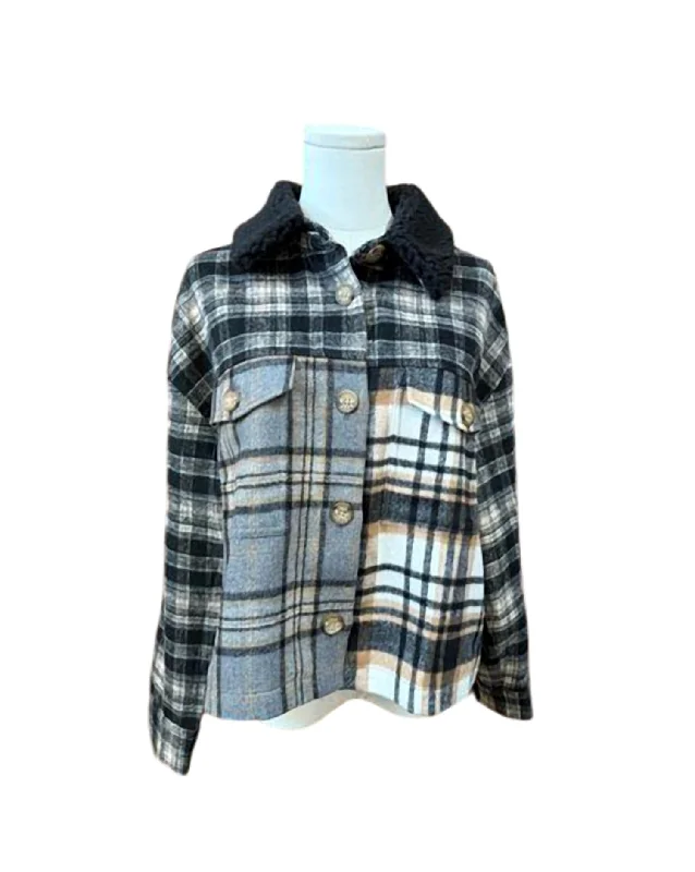 Weekend Special Patch Plaid Jacket In Black