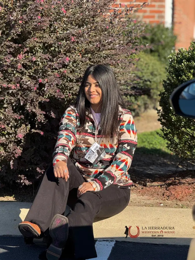 Sneak Peek Sale PANHANDLE AZTEC PRINTED FLEECE PULLOVER- 4078