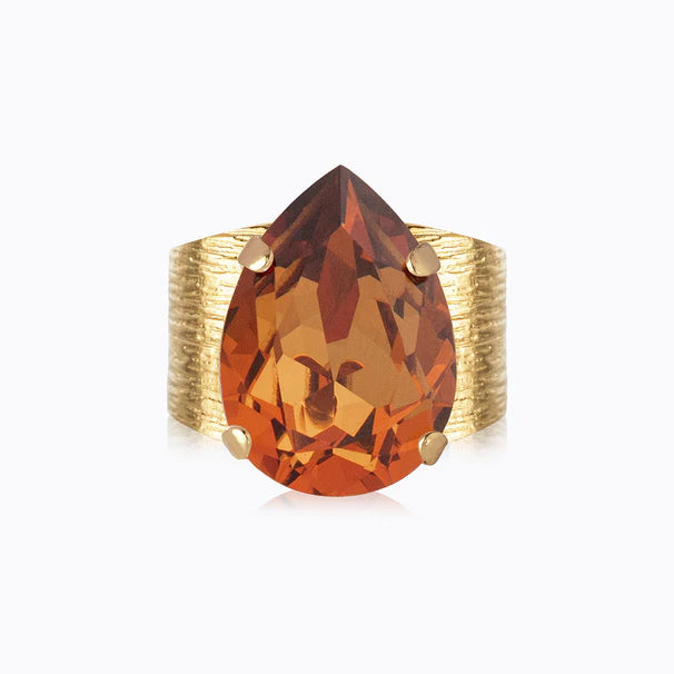 off-the-shoulder dressCaroline Svedbom Classic Drop Ring Gold Amber