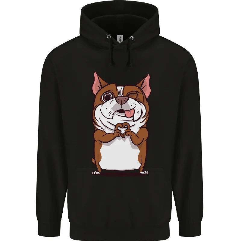 warm hoodieA Cute Dog With a Heart Sign Mens 80% Cotton Hoodie