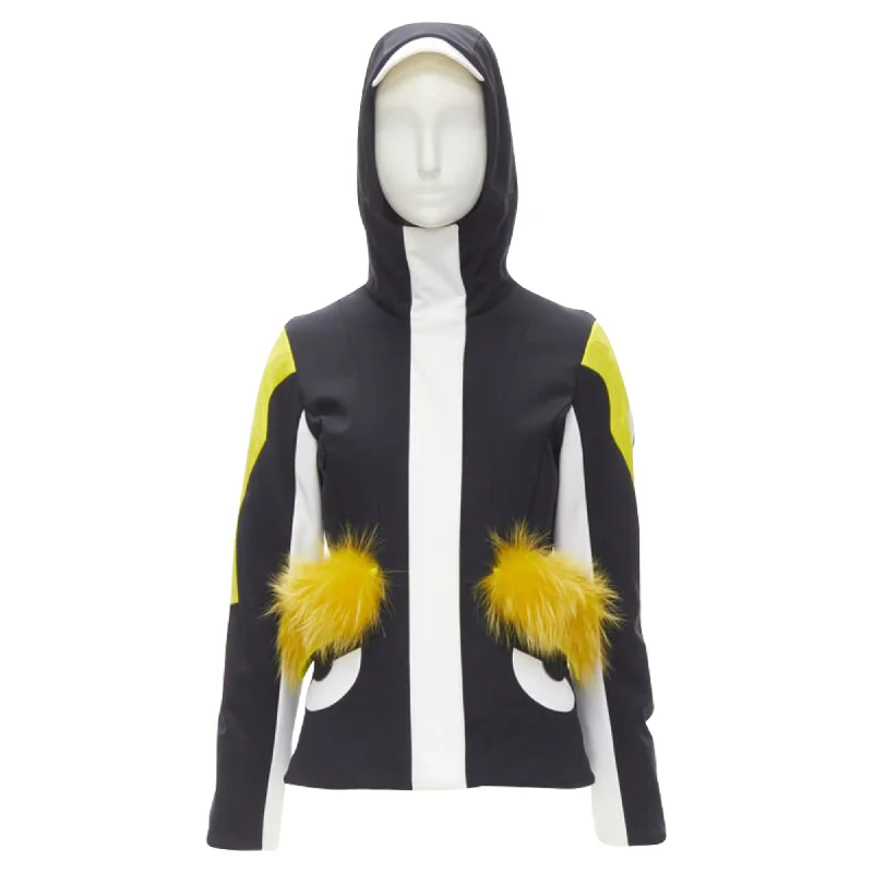Markdowns Fendi Monster Bug Eye fur trim ski jacket