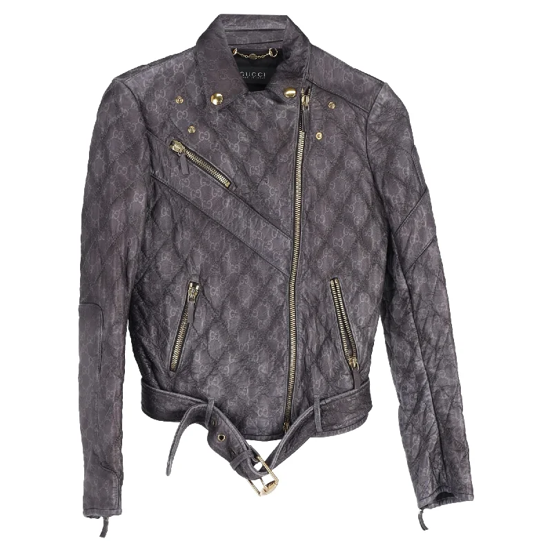 Gucci Monogram Biker Jacket in Black Leather