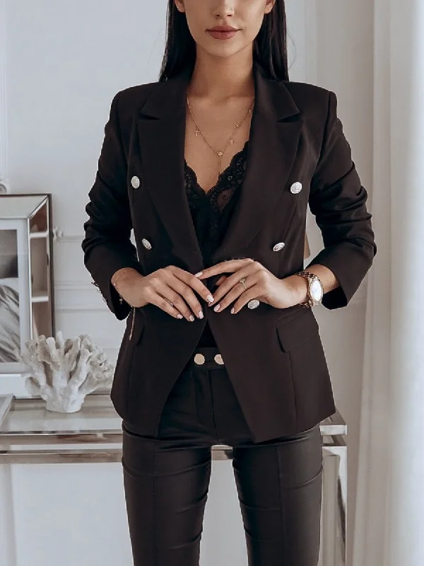 Value Deals raincoatMetal Buckle Double Breasted Blazer