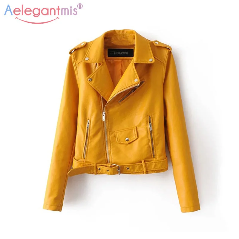 utility coatAelegantmis Autumn New Short Faux Soft Leather Jacket Women Fashion Zipper Motorcycle PU Leather Jacket Ladies Basic Street Coat