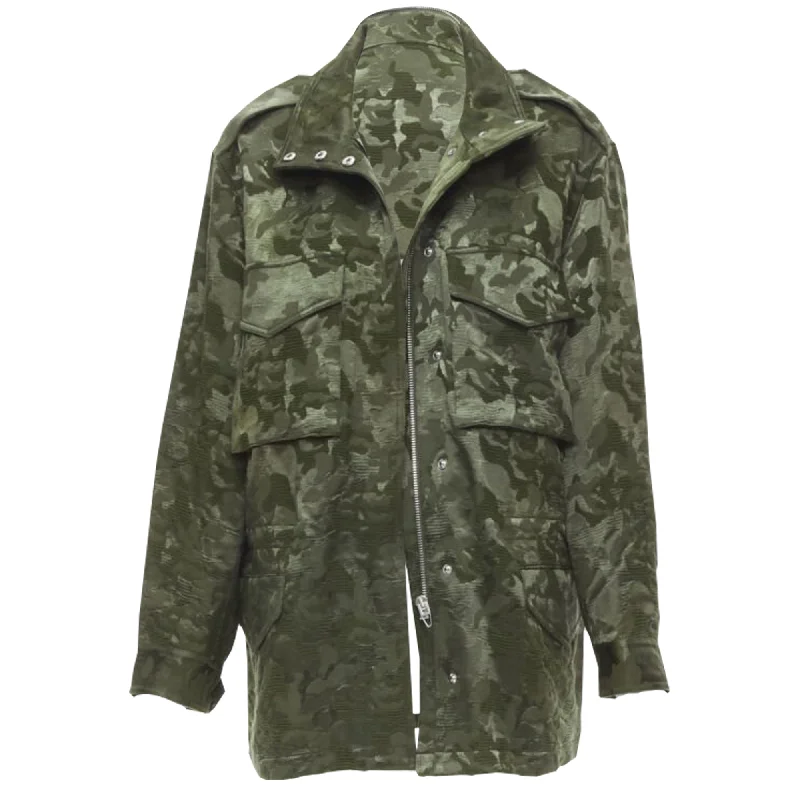Overstock Alexander Wang Army camouge jacquard military coat