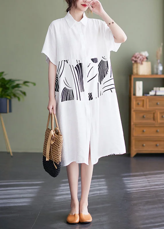 Amazing Deals textured dress2024 White Peter Pan Collar button Shirt Dress Short Sleeve Amazing Deals textured dress2024 White Peter Pan Collar button Shirt Dress Short Sleeve