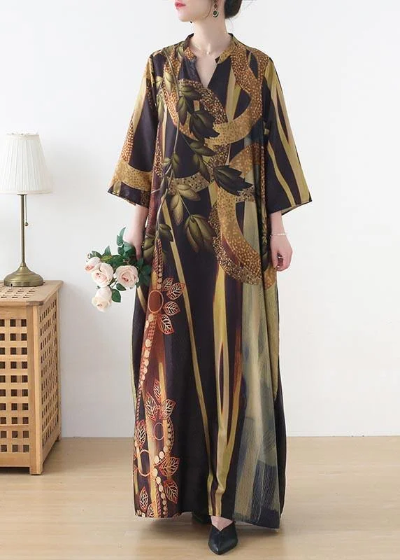 Doorbuster Deal ashionable dressWomen Yellow Print Pockets Summer Chiffon Dress