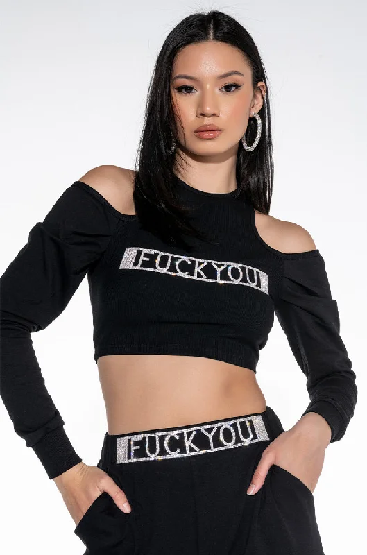 FU VERY MUCH COLD SHOULDER SWEATSHIRT