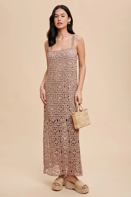 Price Drop Alert spaghetti strap dressMushroom Crochet Maxi Tank Dress