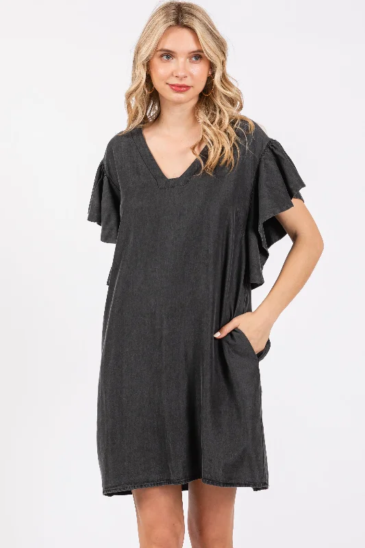 Price Slash floral midi dressCharcoal Ruffle Sleeve Mini Dress