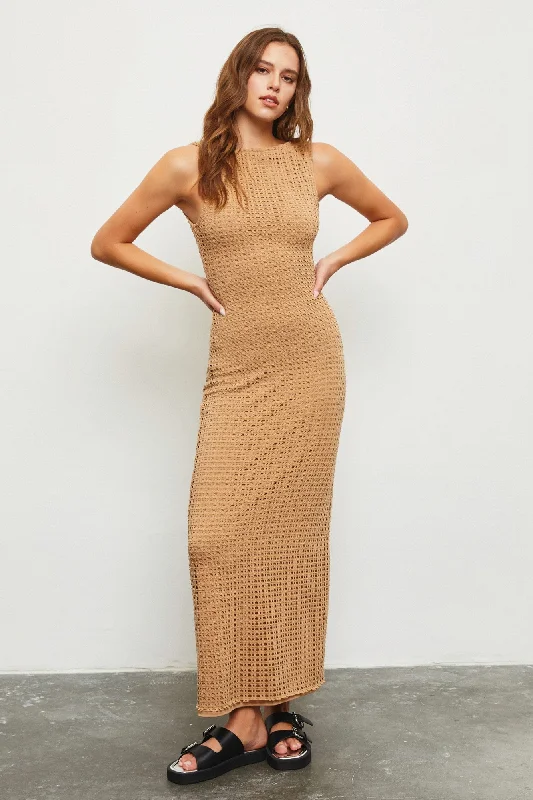 Markdowns wrap dressTaupe Fish Net Knit Dress