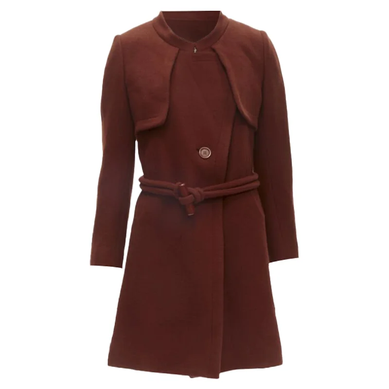 Special Buy Chloe brick wool toggle belt long coat