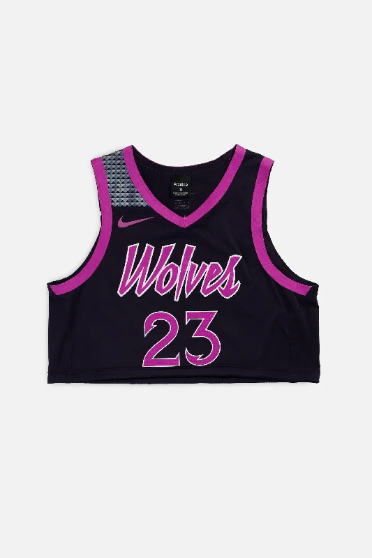 Quick Sale fitted workout sweatshirtRework Minnesota Timberwolves NBA Crop Jersey - M