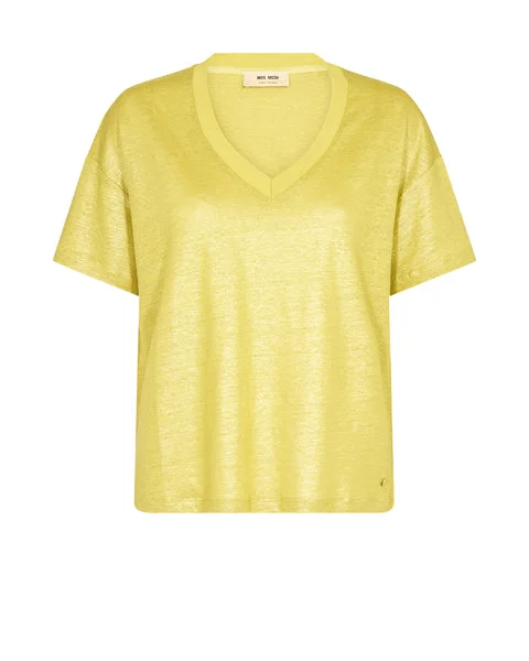 stylish party dressMos Mosh Yellow Plum Casa V-SS Foil Tee