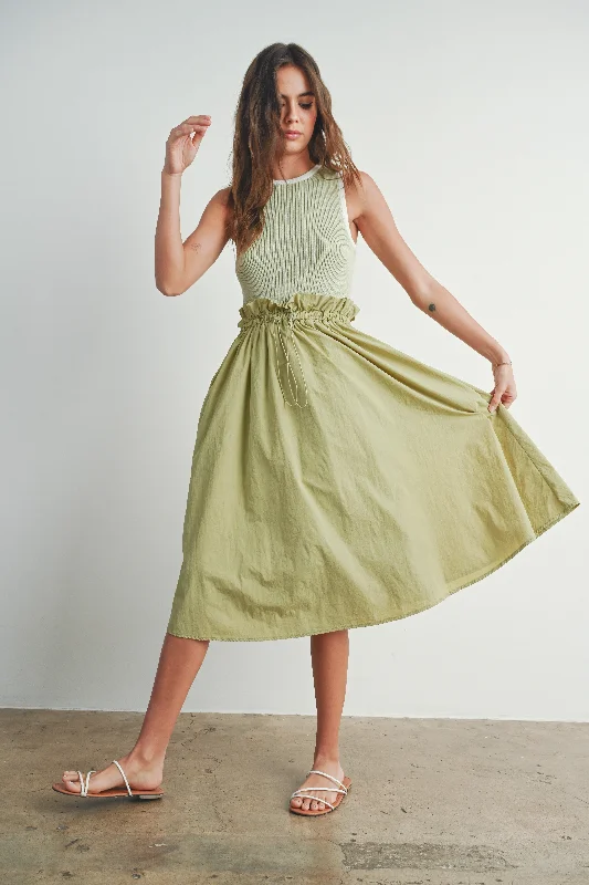 Deal of the Week comfy dressMoss Green Contrasted Tank Sweater Dress