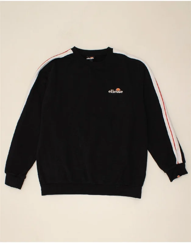 Lowest Prices ELLESSE Mens Sweatshirt Jumper XL Black Colourblock Cotton